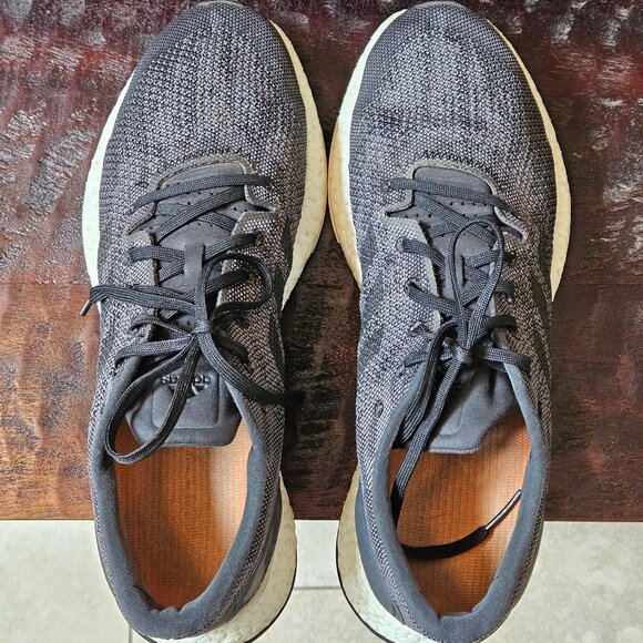 Adidas Men's PureBoost Knit Running Shoes, Gray, Sz 13 - Picture 6 of 16